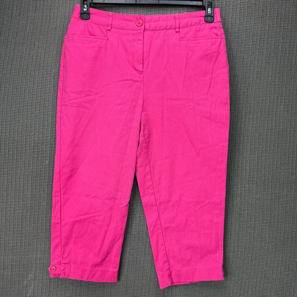 Studio Works Petite Womens 10P Hot Pink Capri Pants Stylish Summer Wear